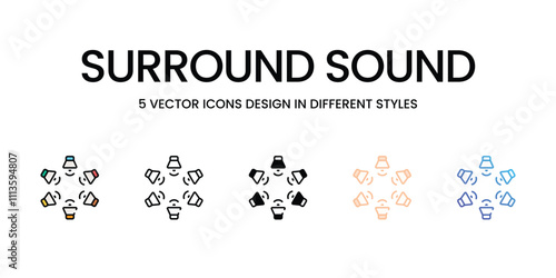 Surround Sound icons set in different style vector stock illustration