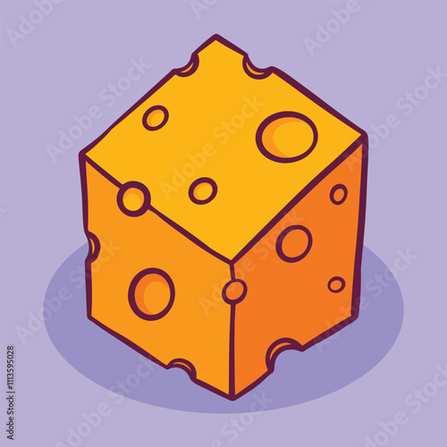 Square Cheese cartoon cute hand drawn illustration