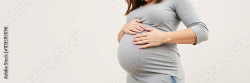 Wallpaper Mural A pregnant belly being lovingly hugged by both parents, showcasing the bond and anticipation of their growing family, family, motherhood Torontodigital.ca
