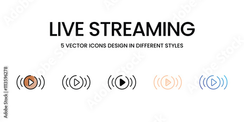 Live Streaming icons set in different style vector stock illustration