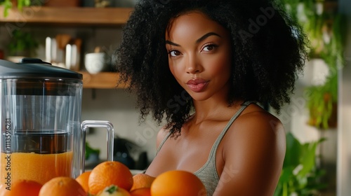 Preparing fresh juice in a cozy kitchen filled with vibrant fruits