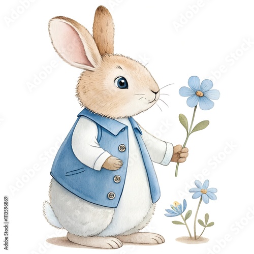 peter rabbit for baby girl nursery white and sky blue