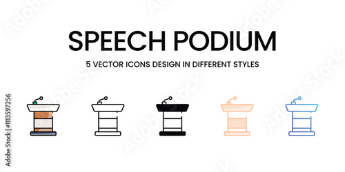 Speech Podium icons set in different style vector stock illustration