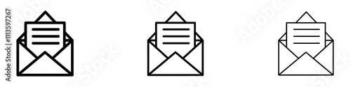 Envelope open icons in tree different stroke sizes