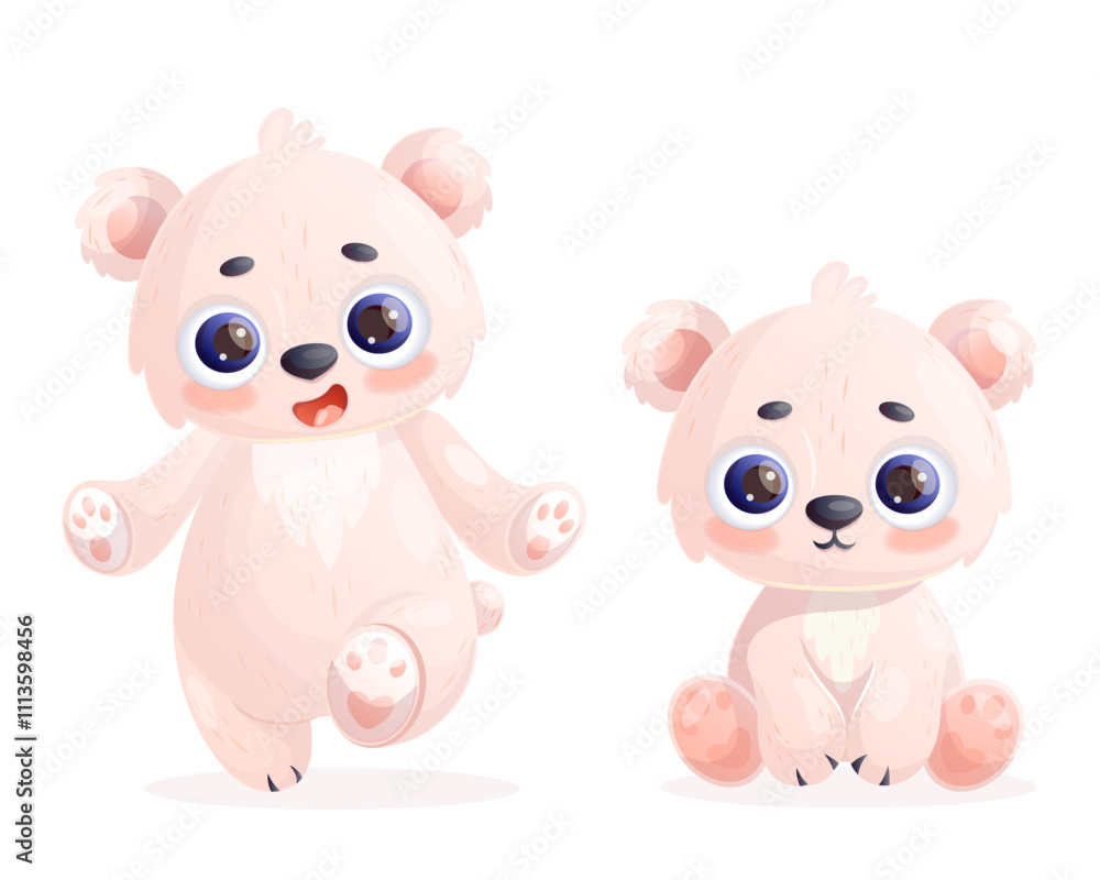 Cute white polar bear. Cartoon animal character. Vector illustration. Kids collection. Polar Bear Day Cute white polar bear. Cartoon animal character. Vector illustration. Kids collection. Polar Bear Day