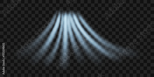 Cold flow from the air conditioner. Snowy frosty whirlwind. Realistic 3d vector isolated on transparent background.