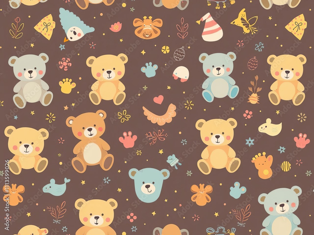 Adorable bear pattern design for kids, perfect for bedding fabric, wallpaper, wrapping paper, textile, t-shirt, textile, baby shower Adorable bear pattern design for kids, perfect for bedding fabric, wallpaper, wrapping paper, textile, t-shirt, textile, baby shower