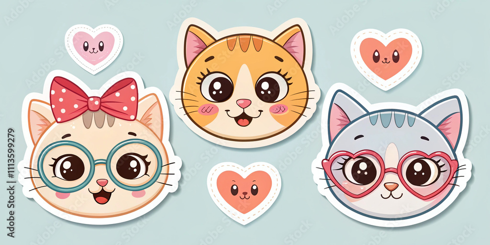 Fototapeta premium Cute Cat Stickers