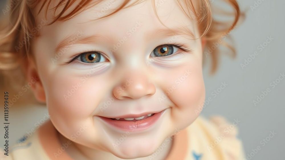 Adorable close-up shot of a cheerful toddler with big innocent eyes and a sweet smile capturing the essence of childhood joy, face, real Adorable close-up shot of a cheerful toddler with big innocent eyes and a sweet smile capturing the essence of childhood joy, face, real