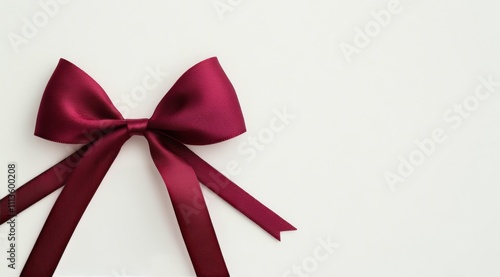 Elegant red ribbon displayed on a white background for gift wrapping or decor...