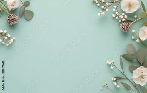 Elegant floral arrangement on a serene blue background showcasing delicate bl...
