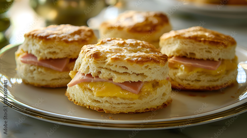 Fluffy biscuits filled with ham and cheese, perfect for breakfast or brunch. These savory treats are golden brown and delicious, ideal for any gathering Fluffy biscuits filled with ham and cheese, perfect for breakfast or brunch. These savory treats are golden brown and delicious, ideal for any gathering