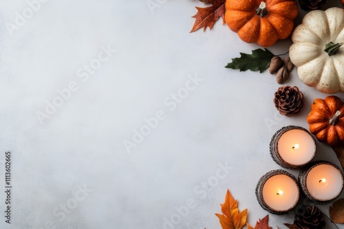 Celebrating Tiankesam Day with pumpkins and candles in a cozy autumn setting