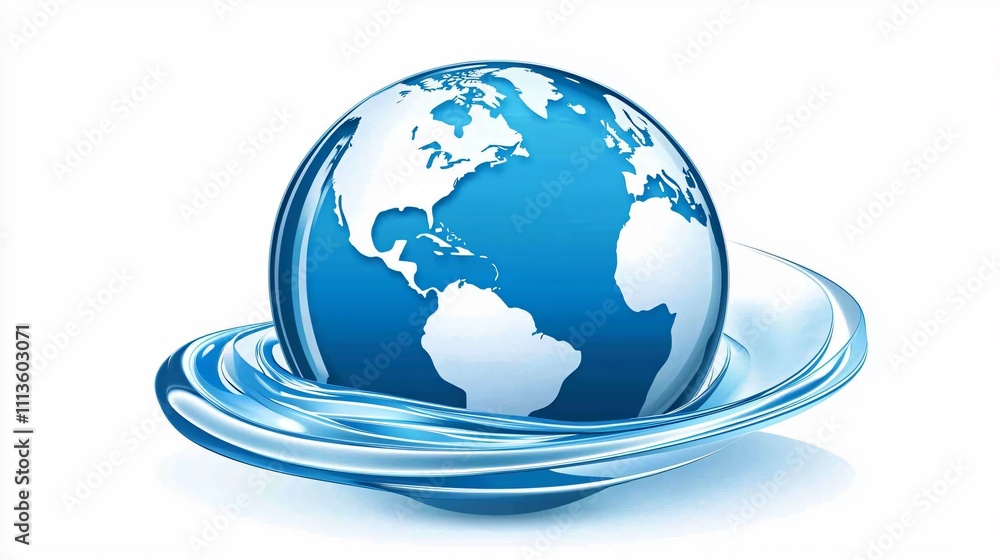 Abstract globe design with smooth curvature and vibrant blue tones representing a global concept Abstract globe design with smooth curvature and vibrant blue tones representing a global concept