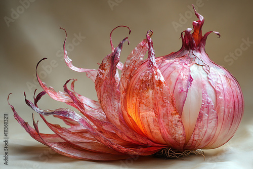 Red Onion with Delicate Petals Displayed Beautifully