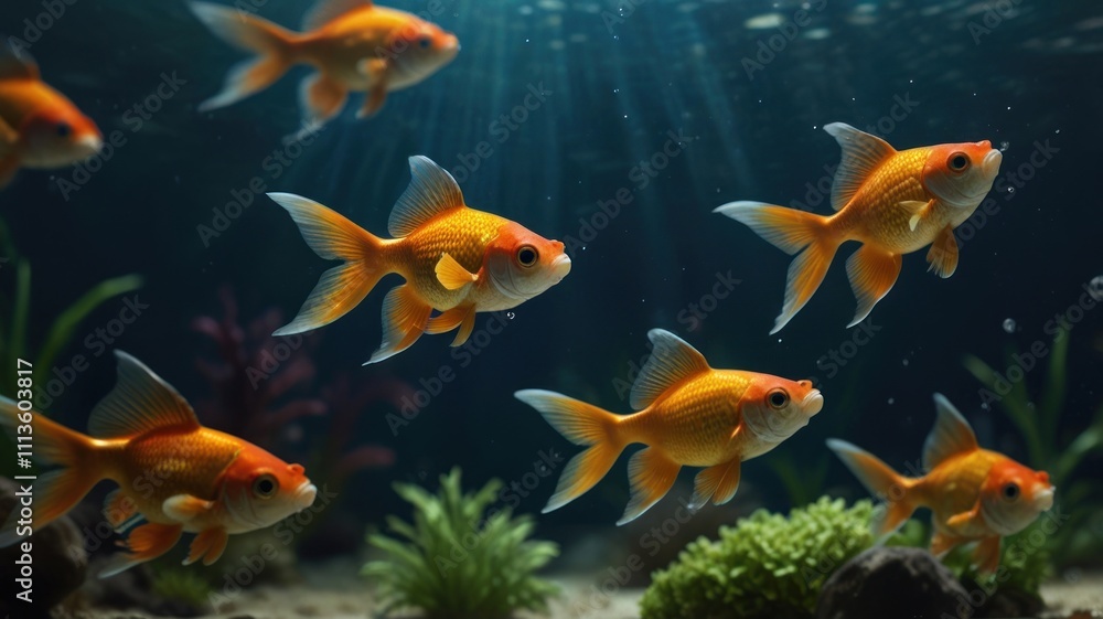 Naklejka premium Golden Fish Underwater