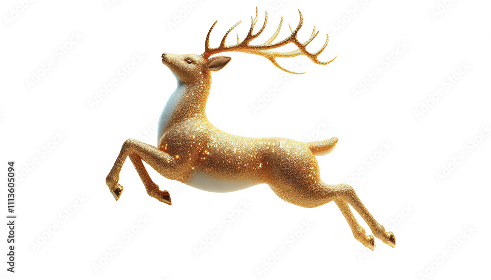Fototapeta premium Golden Deer On Transparent Background