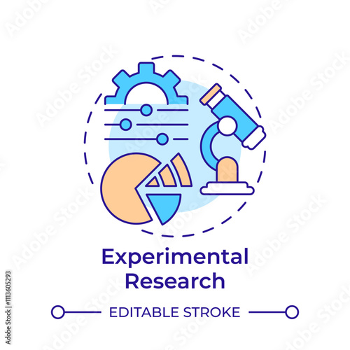 Experimental research multi color concept icon. Laboratory equipment. Education, technology. Round shape line illustration. Abstract idea. Graphic design. Easy to use in infographic, presentation