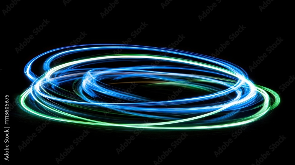 Colorful Light Trails on a Dark Background in Abstract Design Colorful Light Trails on a Dark Background in Abstract Design