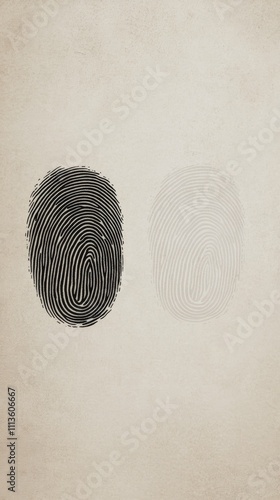 Unique fingerprint designs showcasing contrast between dark and light tones o...
