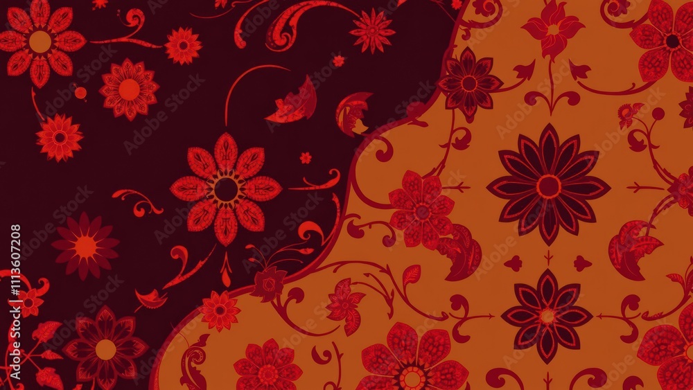 Vibrant Red Floral Pattern Wallpaper: Elegant Home Decor with Rich Maroon and Gold Accents for a Warm and Inviting Atmosphere Vibrant Red Floral Pattern Wallpaper: Elegant Home Decor with Rich Maroon and Gold Accents for a Warm and Inviting Atmosphere
