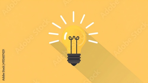 A yellow lightbulb with a long shadow, on a yellow background.