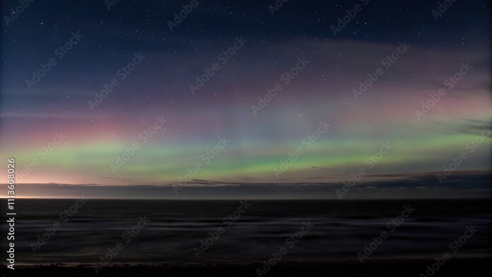 Aurora Borealis Over a Dark Winter Landscape Aurora Borealis Over a Dark Winter Landscape