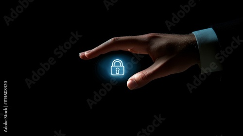 Hand holding a digital lock symbol representing security and protection of data