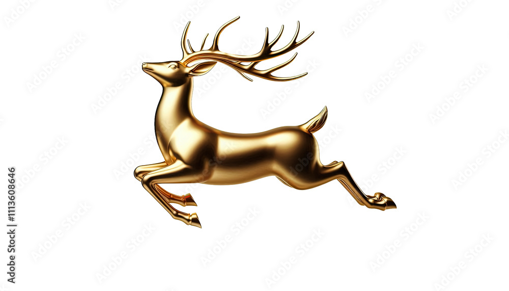 Fototapeta premium Golden Deer Emblem With Sparkling Texture