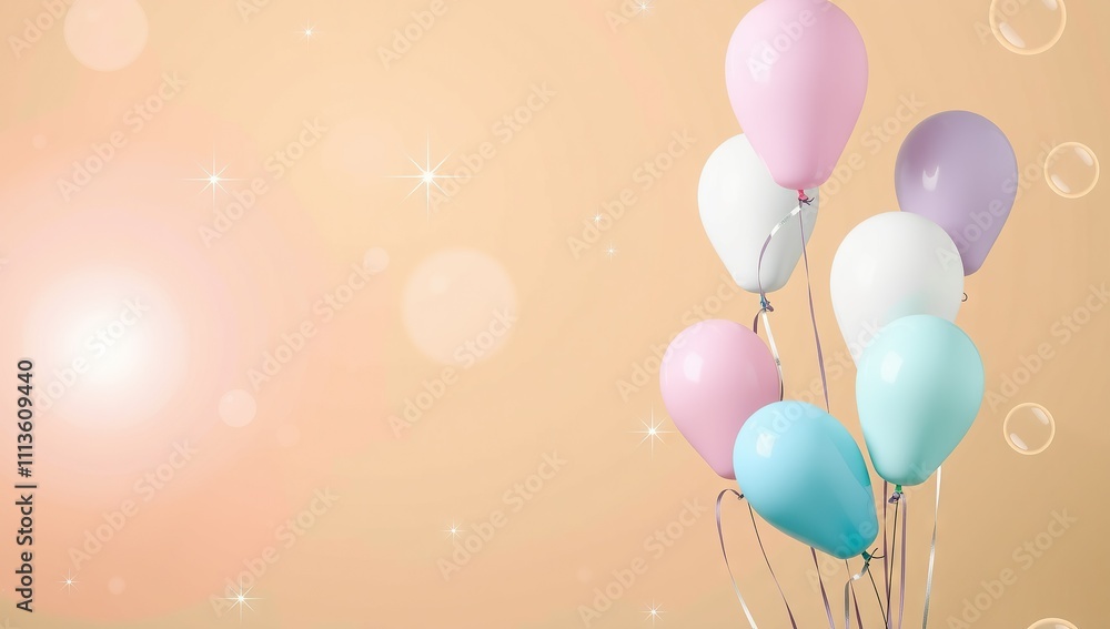Balloons floating monochrome background with space for text and for advertisement. Generative AI Balloons floating monochrome background with space for text and for advertisement. Generative AI