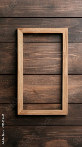 Wooden frame against dark wooden wall showcasing natural textures and tones
