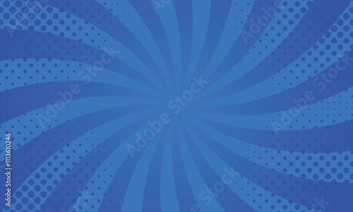 Blue comic sunburst effect background with halftone. pop art comic-style vector background. Suitable for templates, sale banners, events, ads, web and pages