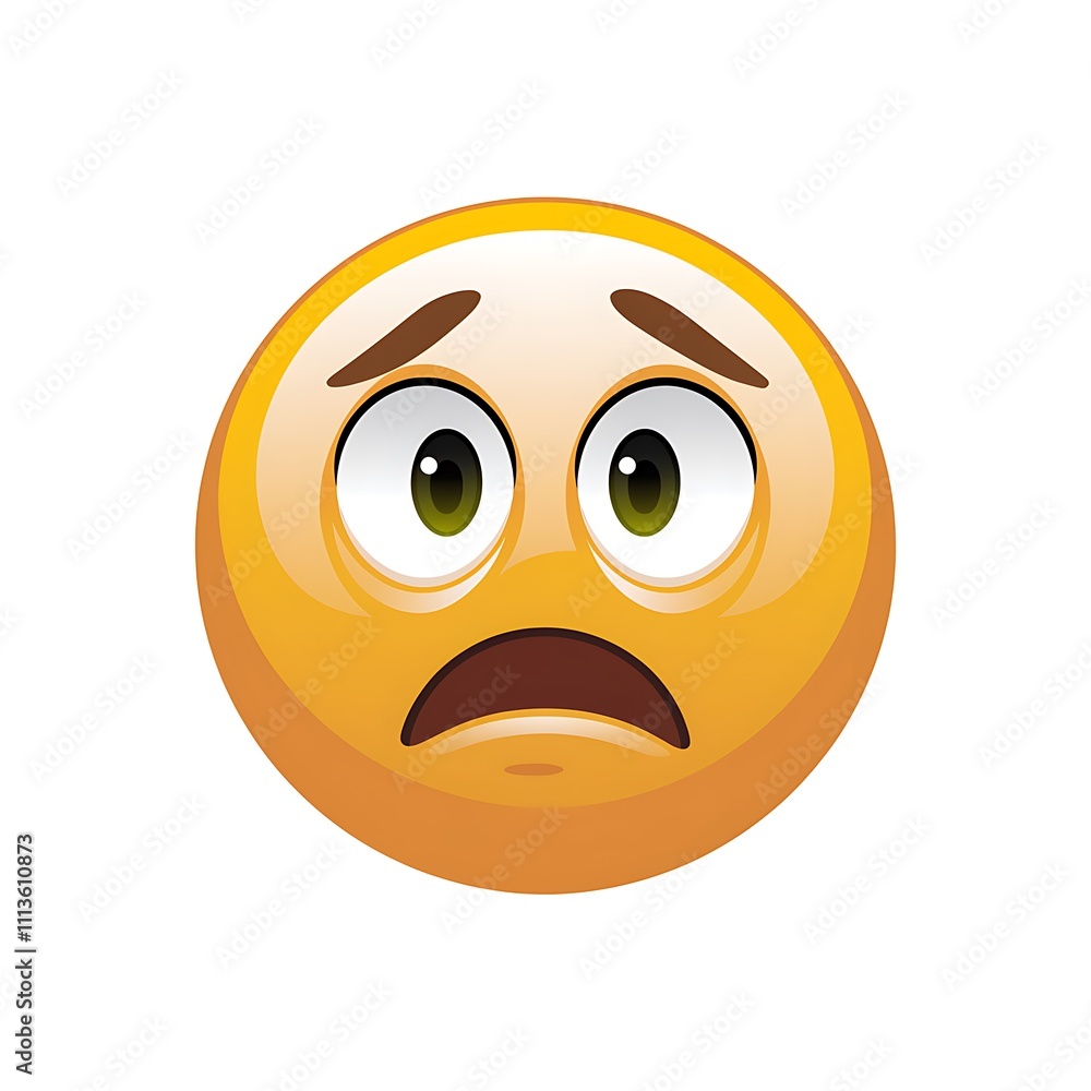 Anxious Yellow Emoticon Displays Worried Expression Anxious Yellow Emoticon Displays Worried Expression