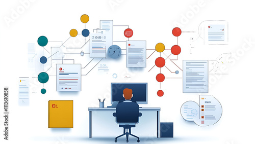 Document Management Workflow Automation, Illustrate the benefits of workflow automation in document management with an image showing automated task assignments photo