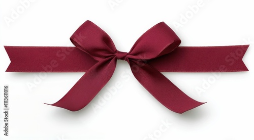 Elegant red ribbon displayed on a white background for gift wrapping or decor...