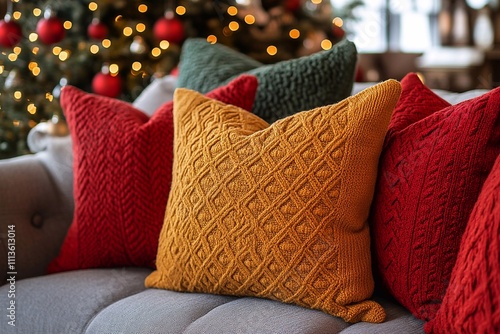 Brightly colored pillows can be a great decorative element for any room, adding a touch of cheer and style. They can come in a variety of colors, from rich reds, blues, and yellows to subdued pastel s photo