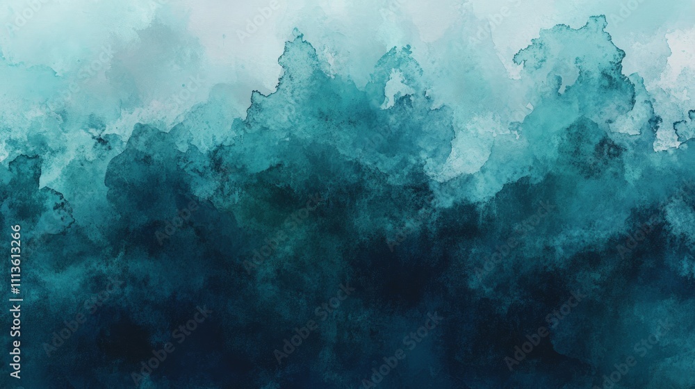 Obraz premium Abstract teal watercolor wash background texture.