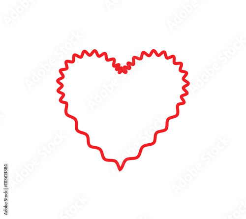 Heart line Art. Abstract Zigzag Heart Design