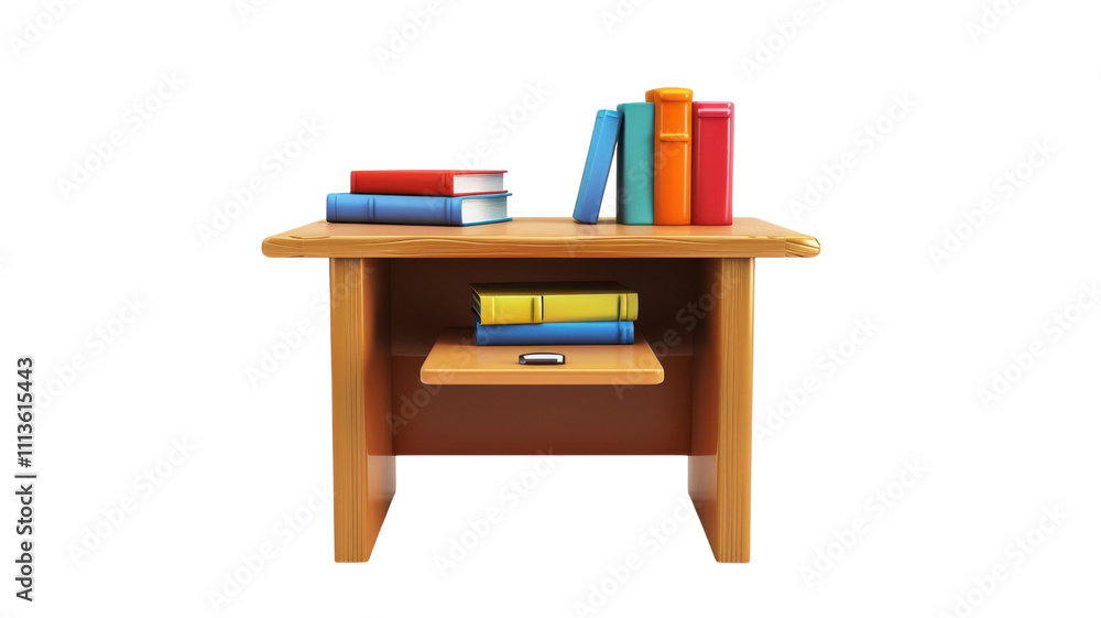 3D Cartoonish Desk with Stacked Books for Creative Workspaces and Learning Environments 3D Cartoonish Desk with Stacked Books for Creative Workspaces and Learning Environments