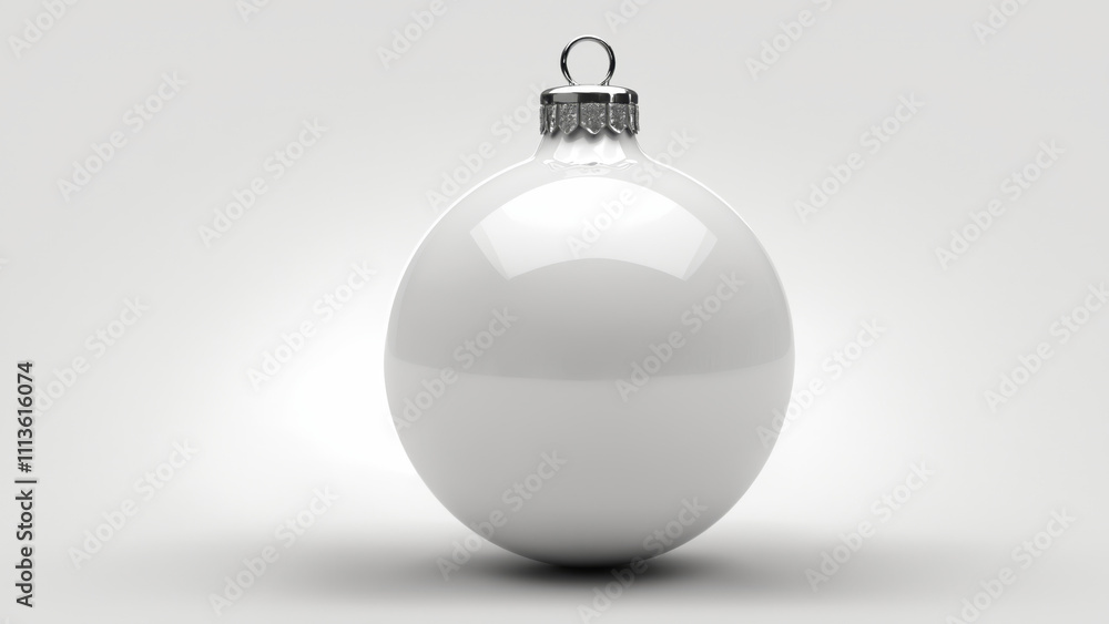White Christmas bauble with silver cap isolated on white background
