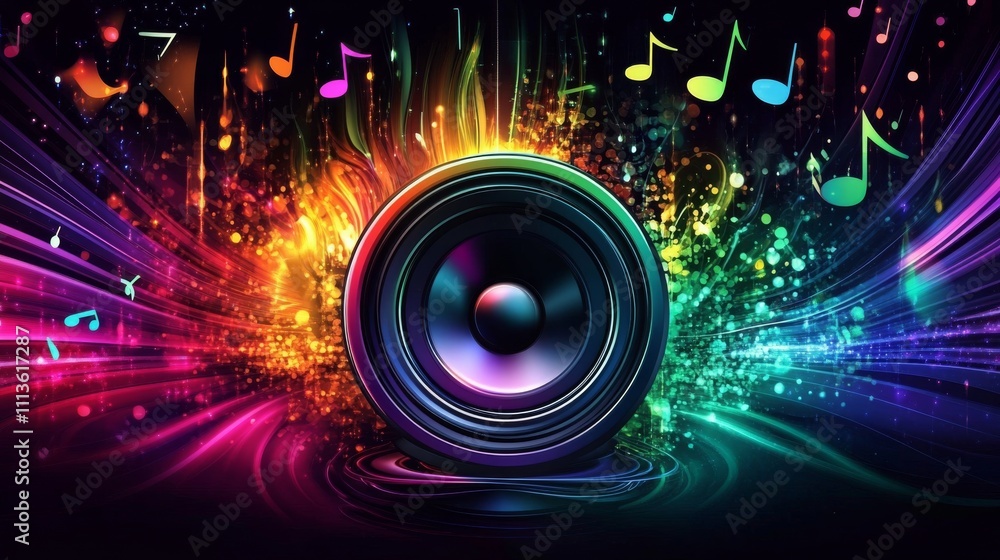 Vibrant Concert Speaker Throbbing with Energy in Abstract Musical Symphony - Festive Celebration of Artistic Sound Waves and Vibrant Movement Vibrant Concert Speaker Throbbing with Energy in Abstract Musical Symphony - Festive Celebration of Artistic Sound Waves and Vibrant Movement
