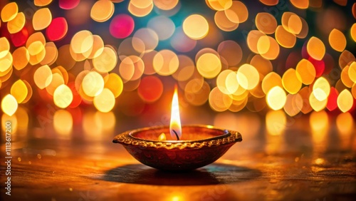 Candle light and bokeh background celebrate Indian Holiday Diwali, Diwali, festival, celebration, Indian, tradition