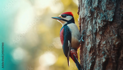 great spotted woodpecker on a tree