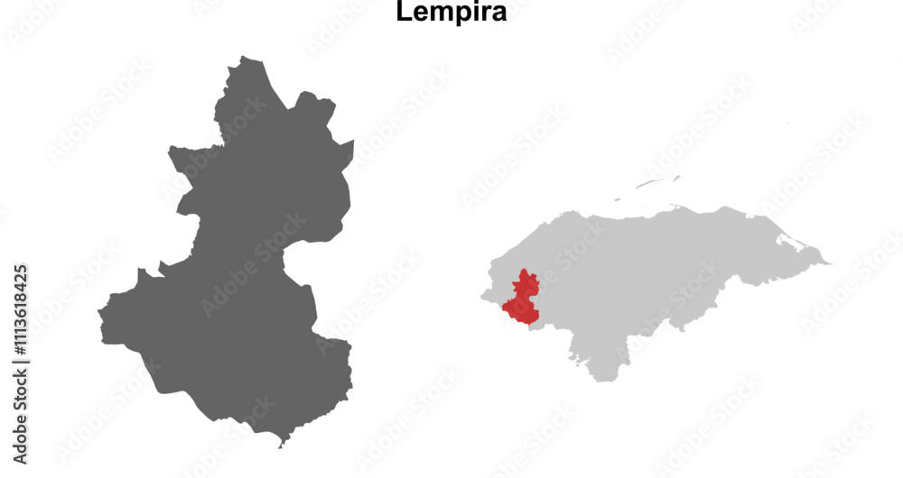 Fototapeta premium Lempira department blank outline map set