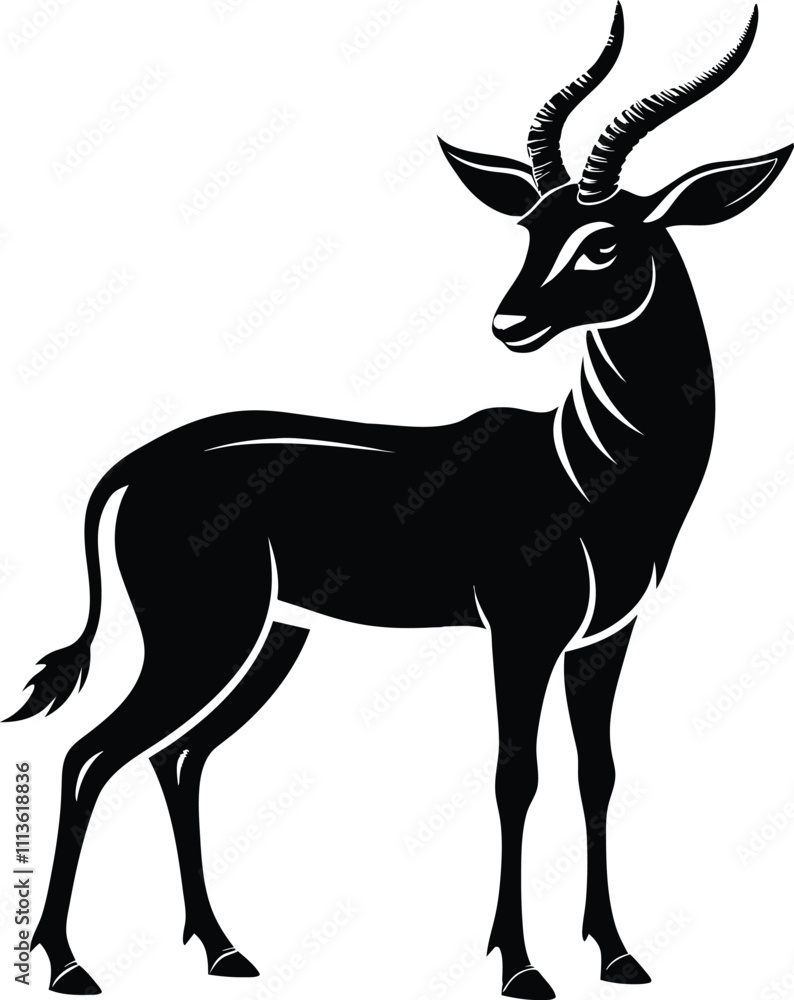 Antelope in side profile with graceful horns vector illustration Antelope in side profile with graceful horns vector illustration