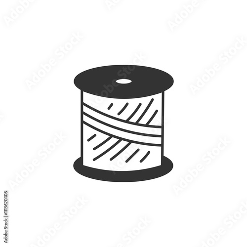 Skein of Sewing Thread doodle Icon. Spool. Handicraft tool equipment supply material symbol. Needlework sign logotype. Outline vector illustration