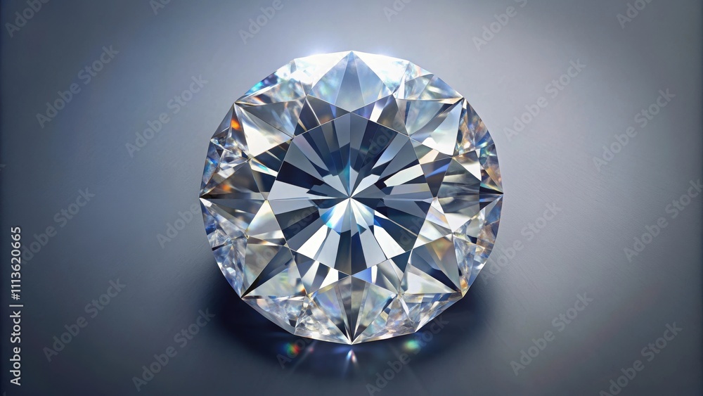 Top view of round diamond isolated, gemstone, precious, luxury, shiny, sparkle, crystal, jewel, clear,faceted Top view of round diamond isolated, gemstone, precious, luxury, shiny, sparkle, crystal, jewel, clear,faceted