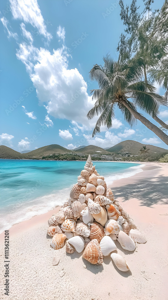 Seashell Pyramid Beach Illustration Seashell Pyramid Beach Illustration