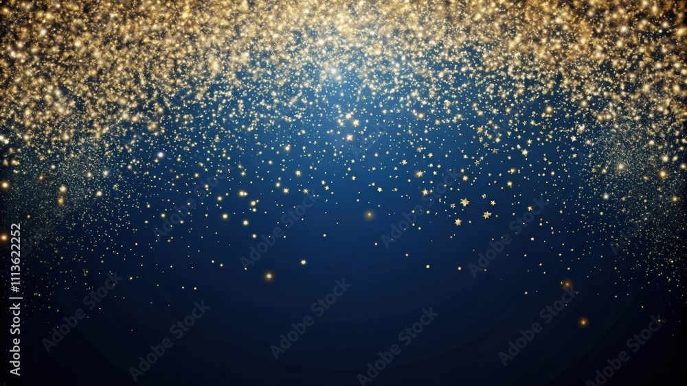 Obraz premium Dark blue abstract background with gold glitter, dark blue, abstract, background, gold, glitter, shiny, sparkly