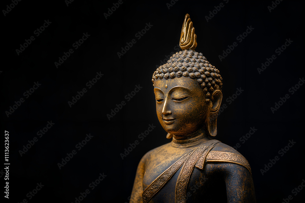 Meditating Buddha Statue on dark background. Meditating Buddha Statue on dark background.